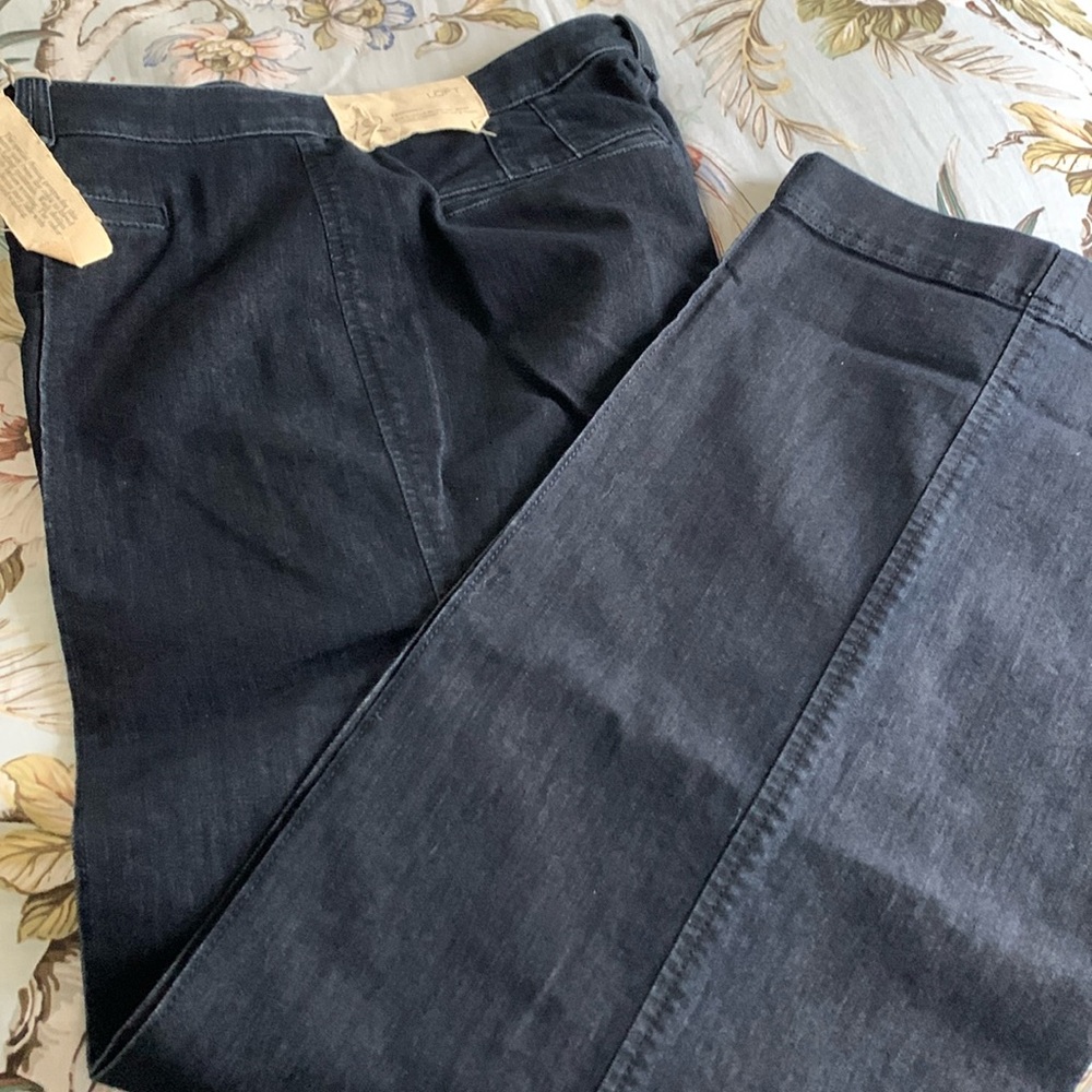 Loft ON TREND WIDE LEG dark denim sewn in seam NWT